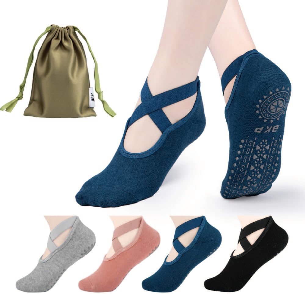 BKP Yoga Socks for Women,Pilates Socks Non Slip Grip Socks