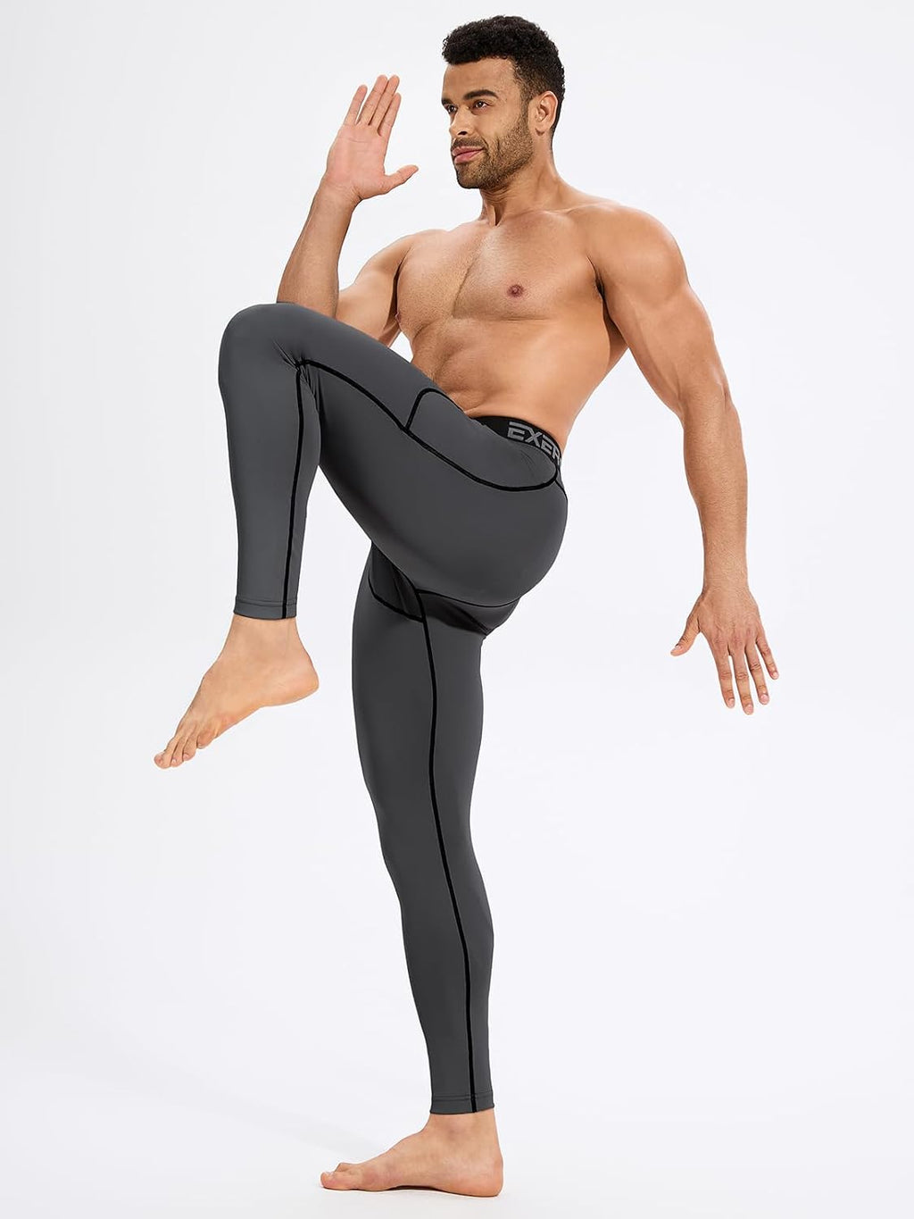 4 Pack Men’s Compression Pants Running Tights Workout Leggings for Men Athletic Base Layer Bottoms with Pockets