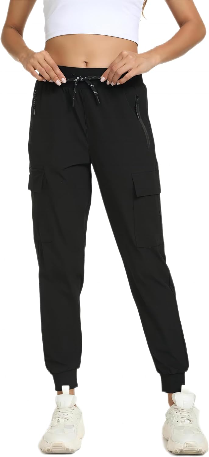 Womens Cargo Hiking Pants with 4 Pockets Lightweight Water Resistant