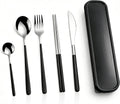 5-Piece Reusable Travel Utensils Set Stainless Steel with Case