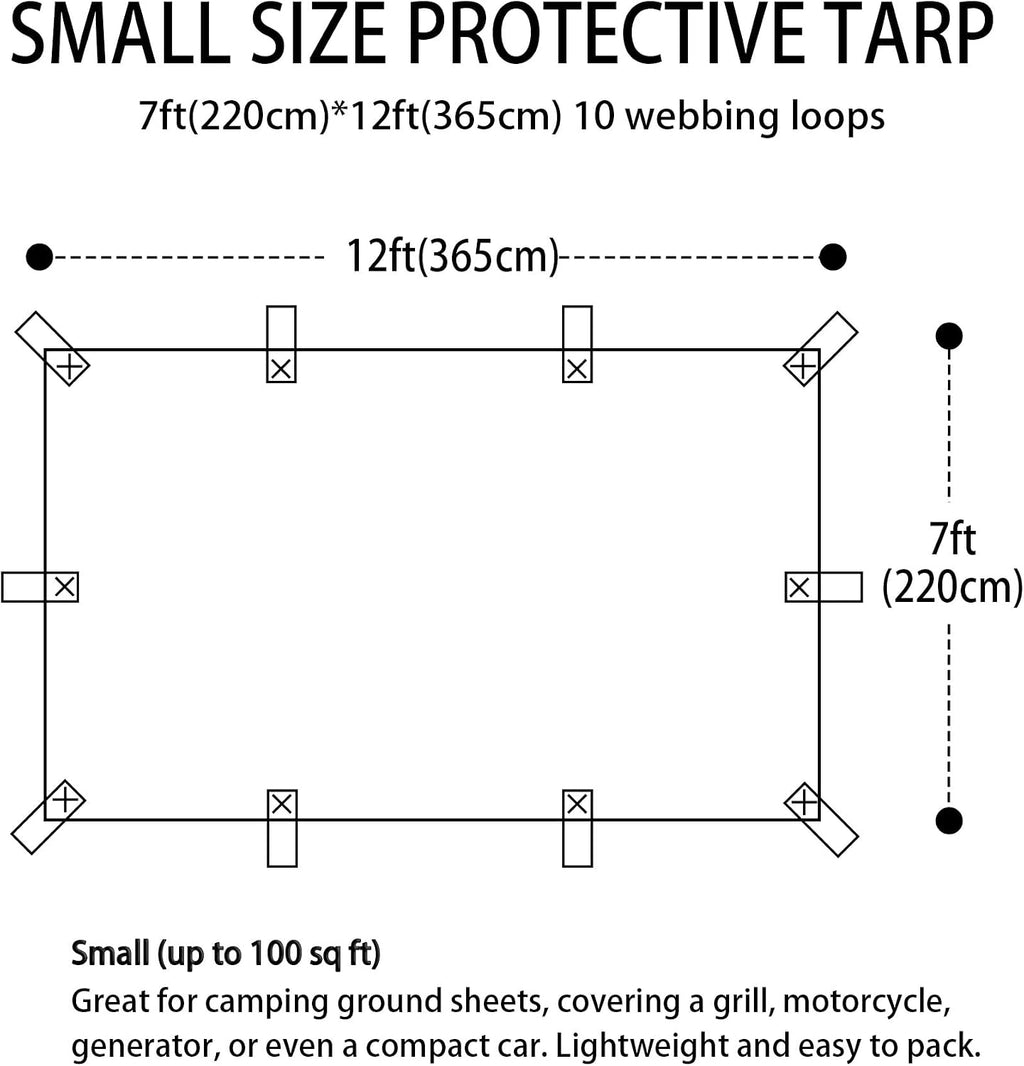 Accompagner Black Tarps Heavy Duty Waterproof 7x12ft, Thick Vinyl Tarp