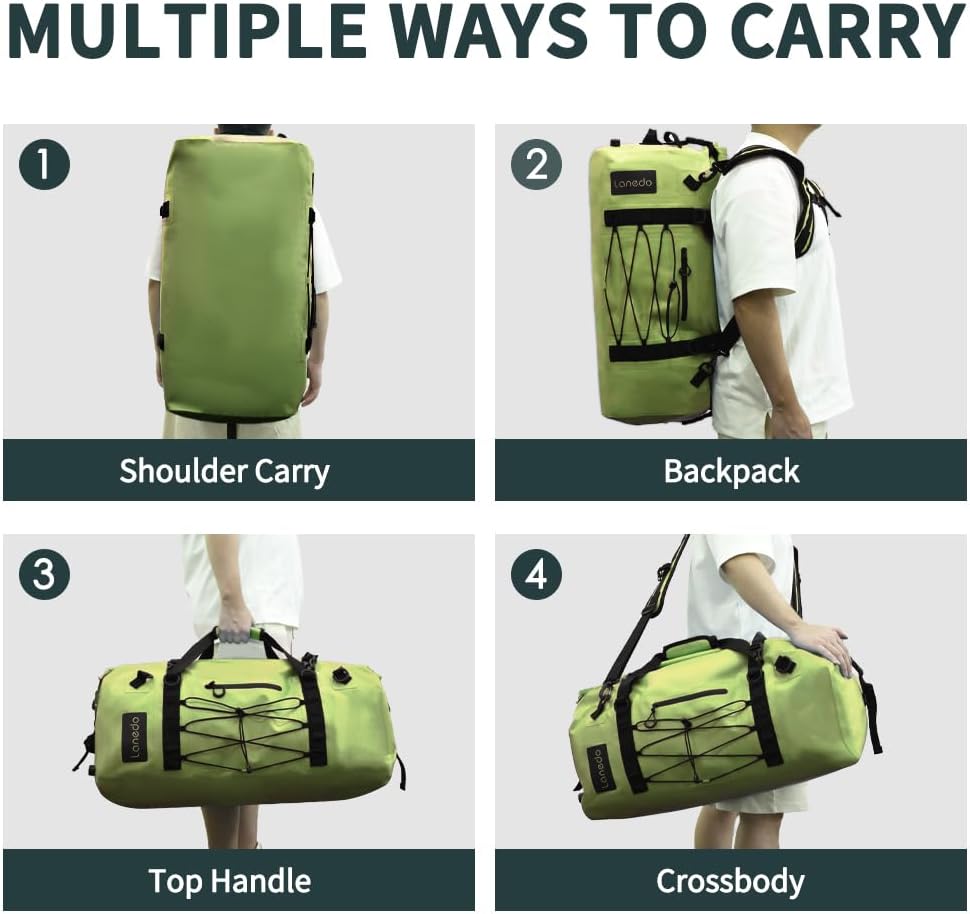 80L Dry Bag Large Waterproof Bag Roll-Top Heavy Duty Fishing Duffel Bag with Durable Straps & Handles for Kayaking Paddle boarding Boating Rafting Fishing Canoeing Camping