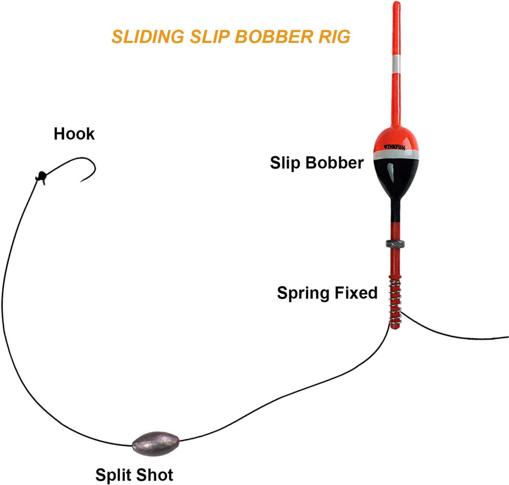 THKFISH Balsa Wood Spring Bobbers with Oval Slip Bobbers, Fishing Floats