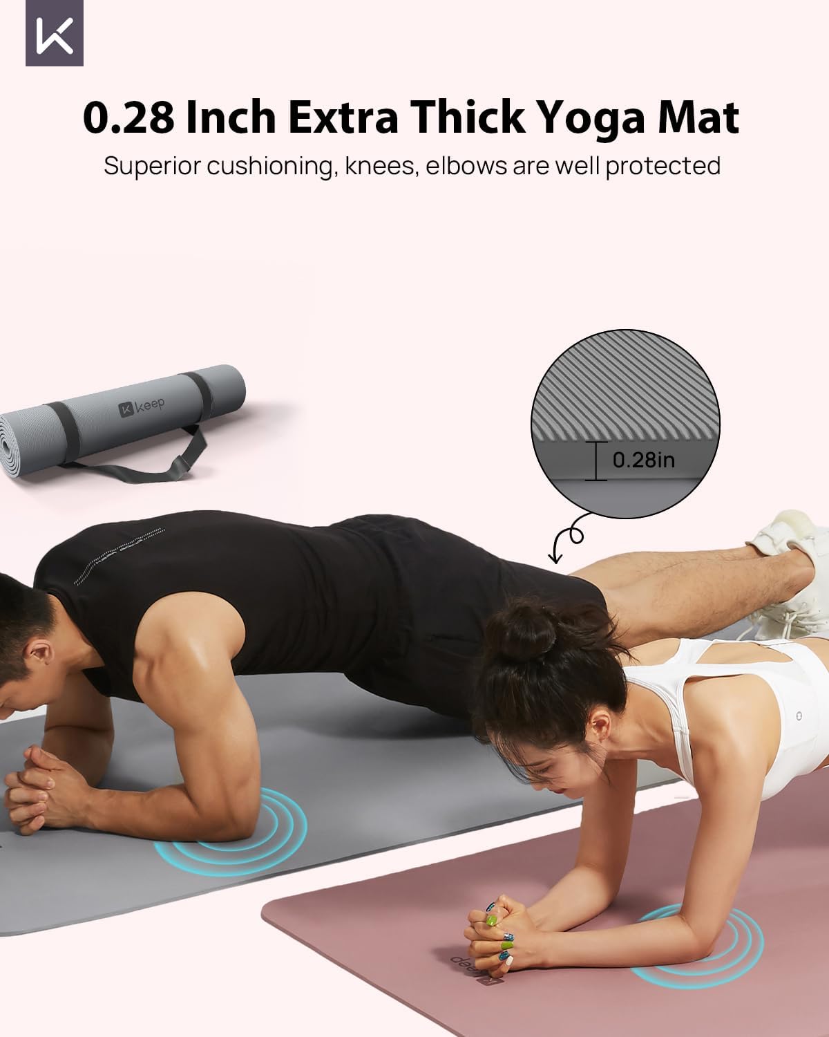 KEEP Extra Wide Yoga Mat, 7mm Thick 72" x 32" Exercise Mat