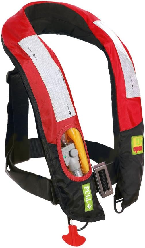 Top Safety Adult Life Jacket with Whistle - Manual Version Inflatable Lifejacket Life Vest Preserver PFD for Boating Fishing Sailing Kayaking Surfing Paddling Swimming - Adjustable Life Saving Vest