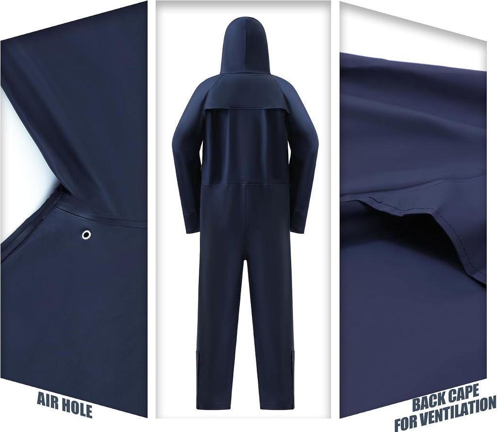 RainRider Rain Suits for Men Women Waterproof One Piece Rain Jacket & Pant Workwear Coverall