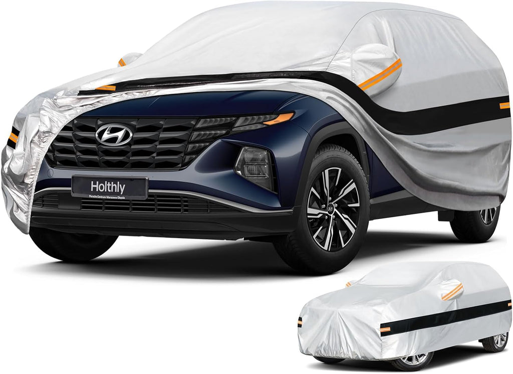 SUV Car Cover Waterproof All Weather for Compact SUV,100% Waterproof Outdoor Car Covers Rain Snow UV Dust Protection. Custom Fit for Hyundai Tucson, Kia Sportage, Ford Escape,etc