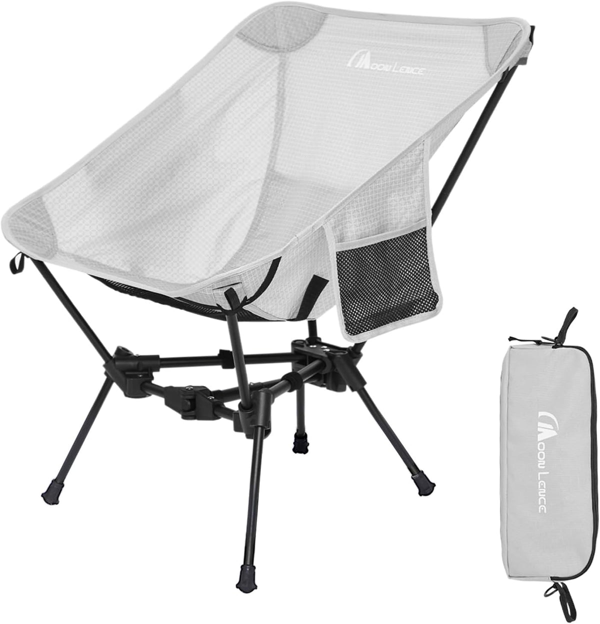 MOON LENCE Portable Camping Chair, Lightweight Backpacking Hiking Chairs,Compact, Foldable,330 lbs Capacity (Grey, Standard)