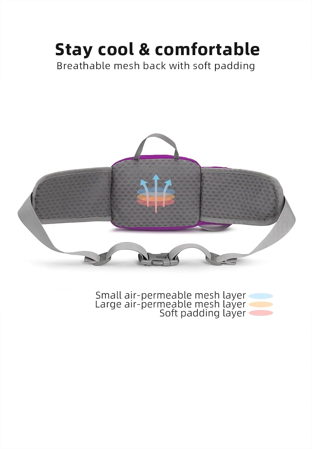 Lightweight Sports Fanny Pack with Bottle Holder,Waist Pack for Hiking,Running,Cycling & Outdoor Adventures (Purple)