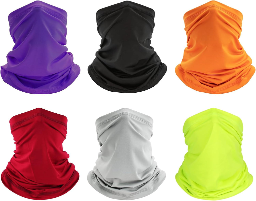 Neck Gaiter Face Mask: 6 Pack Cooling UV Sun Protection Bandana