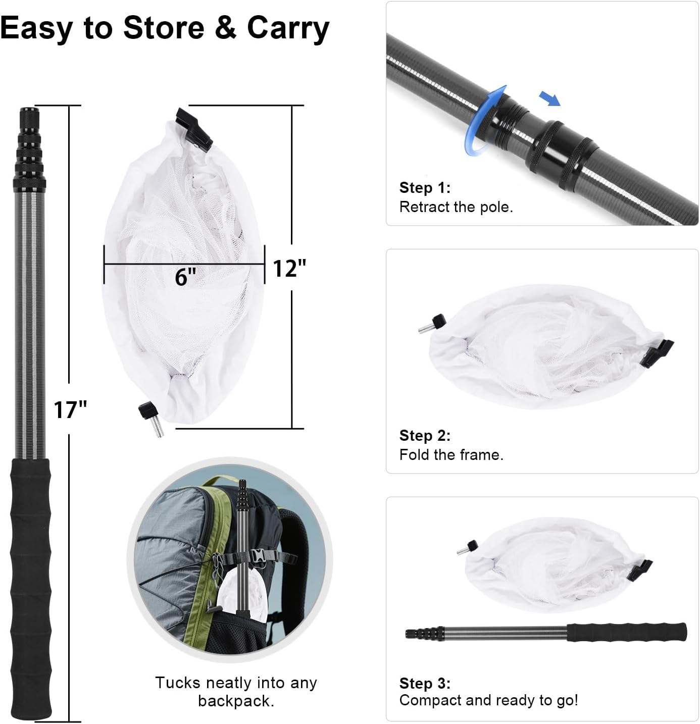 DOBEN Butterfly Net with Carbon Fiber Telescopic Pole, 28"~71" Adjustable