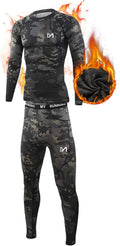 MEETYOO Thermal Underwear for Men, Winter Gear Long Johns Base Layer Top and Bottom Set for Skiing Running