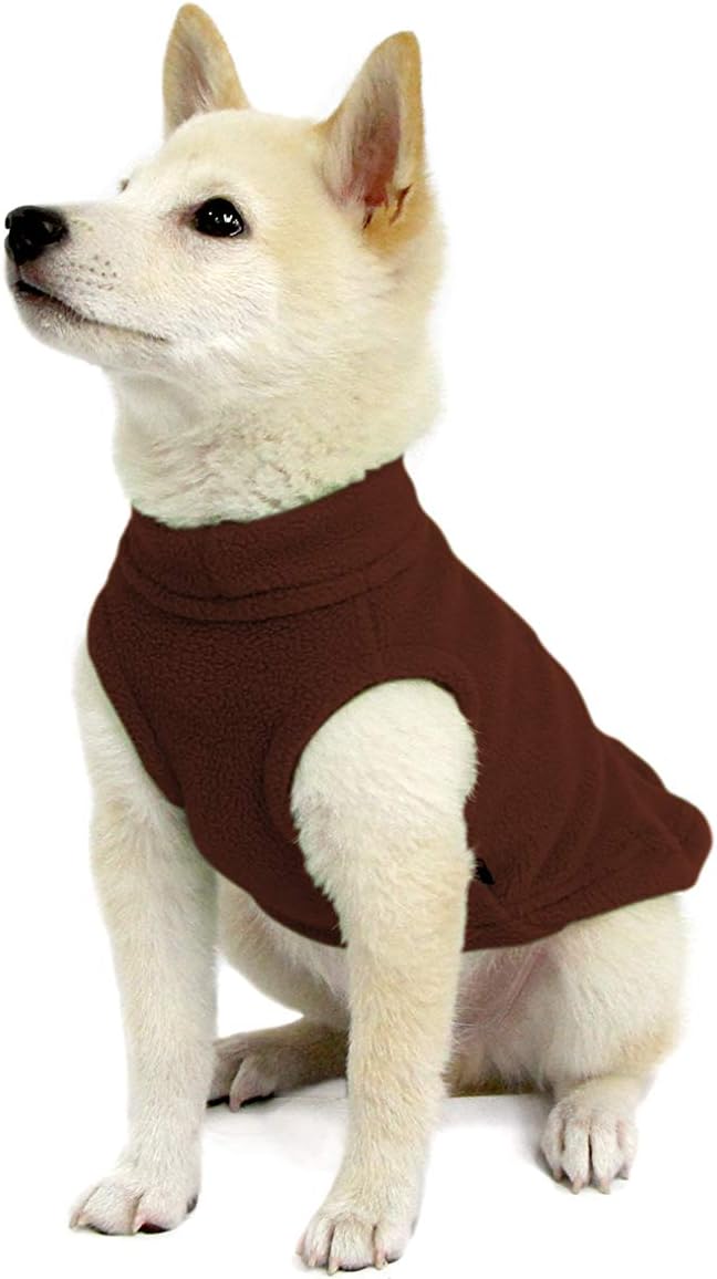 Gooby Stretch Fleece Vest Dog Sweater, Brown, Medium