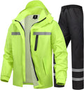 Men's Rain Suit High Visibility Reflective Work Rain Jacket Pants for All Sport Farm Fishing Motorcycle