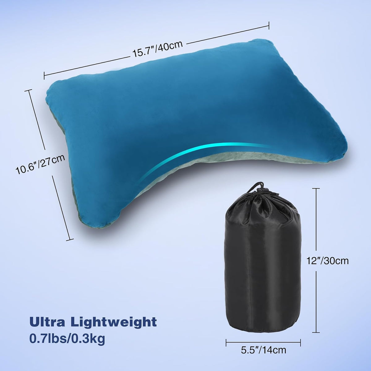REDCAMP 2 Pack Camping Pillow Sleep–Memory Foam Travel Pillow, Bright Navy