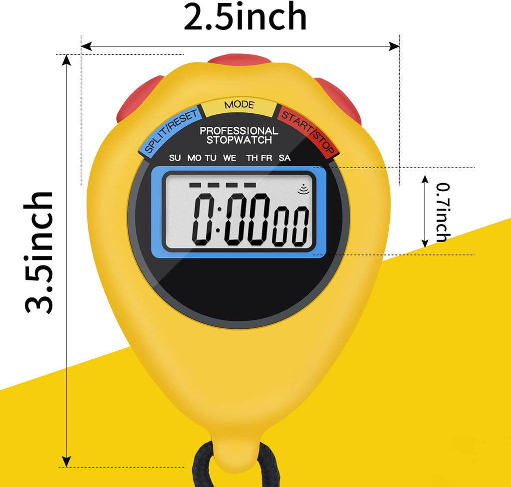 Pgzsy 6 Pack Multi-Function Electronic Digital Sport Stopwatch Timer, Large Display with Date Time and Alarm Function,Suitable for Sports Coaches Fitness Coaches and Referees