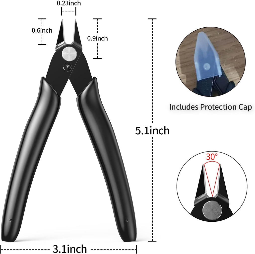 10 Pack Small Wire Cutters for Jewelry Making 5 Inch Model Nippers Filament 3d Print Snips Zip Tie Flush Cutter for Soft Copper Wire, Crafts, Floral, Electronics, Black