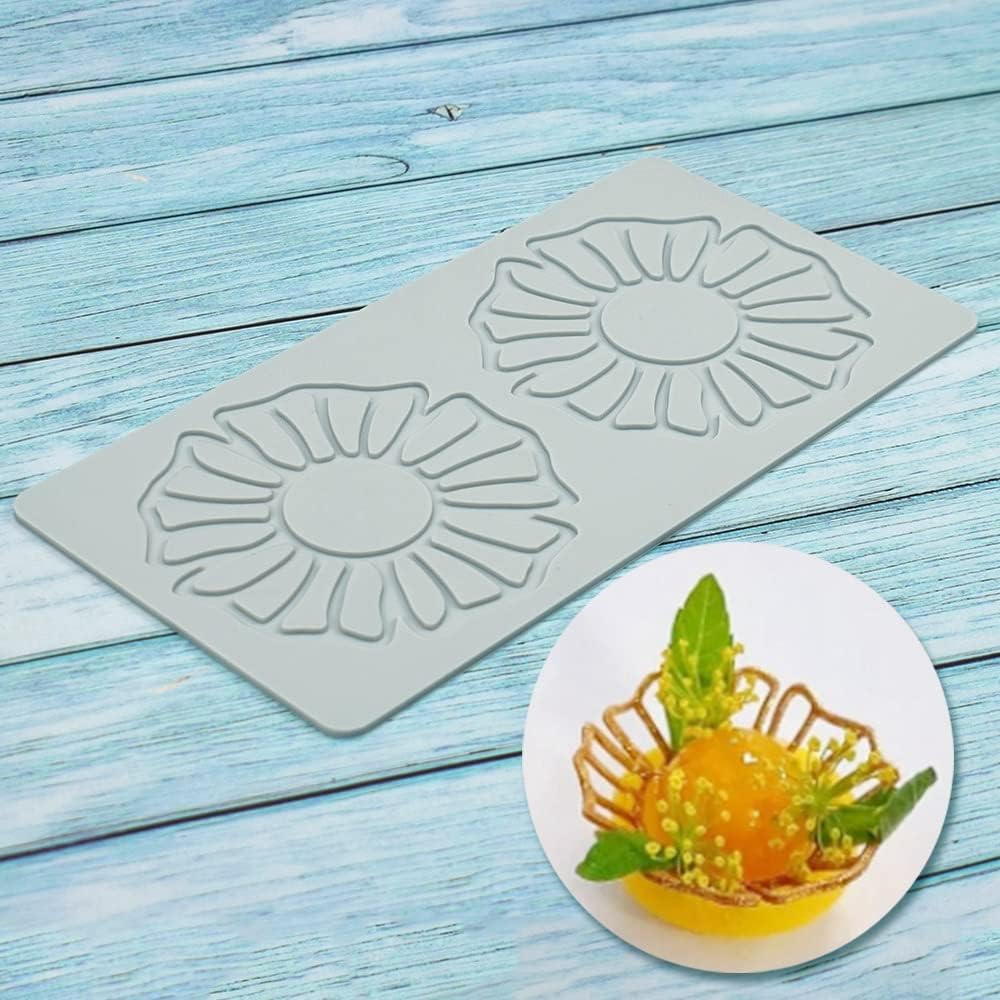 Hollow Leaf Silicone Molds Lover Heart Chocolate Molds Geometry 3D Silicone Mould Chocolate Candy Leaf Mold Sugar Craft Cake Decoration Cupcake Top (P_Flower_10*5.24 * 0.12inch)