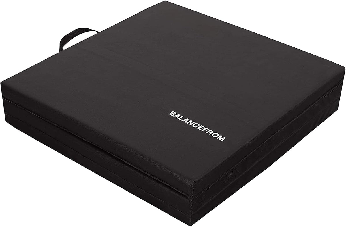 BalanceFrom 6x2 Feet 3-Panel Folding Gymnastics Mat – 1.5-Inch Thick Pad with Vinyl Surface and Carrying Handles for Tumbling, Yoga, Pilates, Home Workouts, and Martial Arts