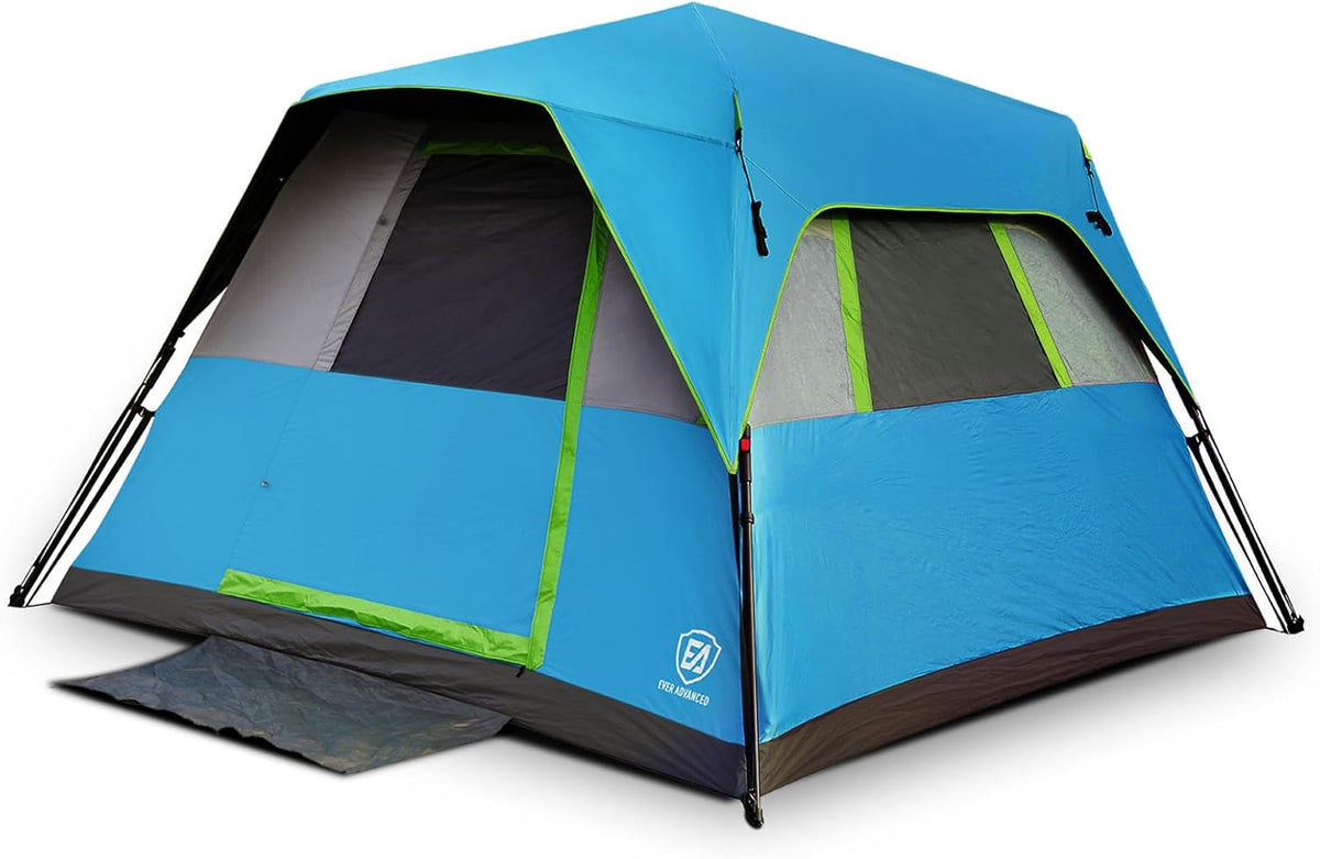 EVER ADVANCED 6 Person Camping Tent, Blackout Design Tent for Camping Instant Cabin Tents for Family with Rainfly, 60s Easy Setup, Water-Resistant