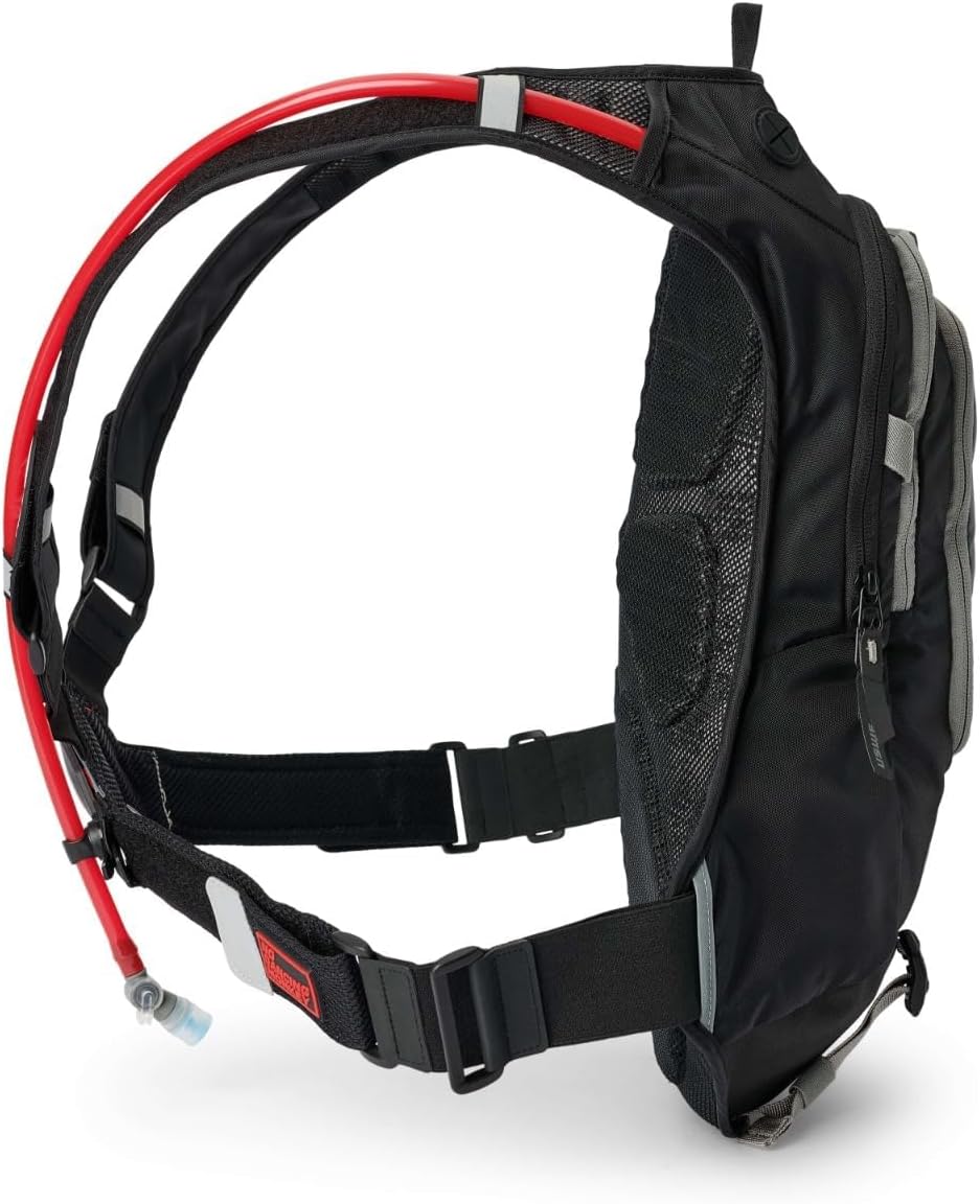 USWE Moto Hydro Hydration Pack - with Water Bladder, a High End, Bounce Free Backpack for Enduro and Off-Road Motorcycle (12L Adventure Fit Black/ Grey)