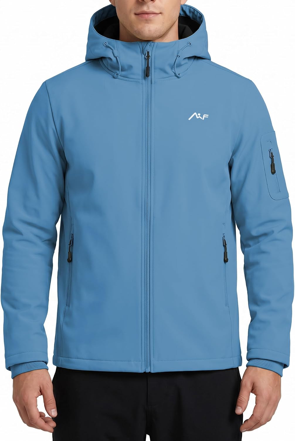 WULFUL Men's Lightweight Softshell Jacket Warm Fleece Lined Windbreaker Waterproof Soft Shell for Outdoor Hiking