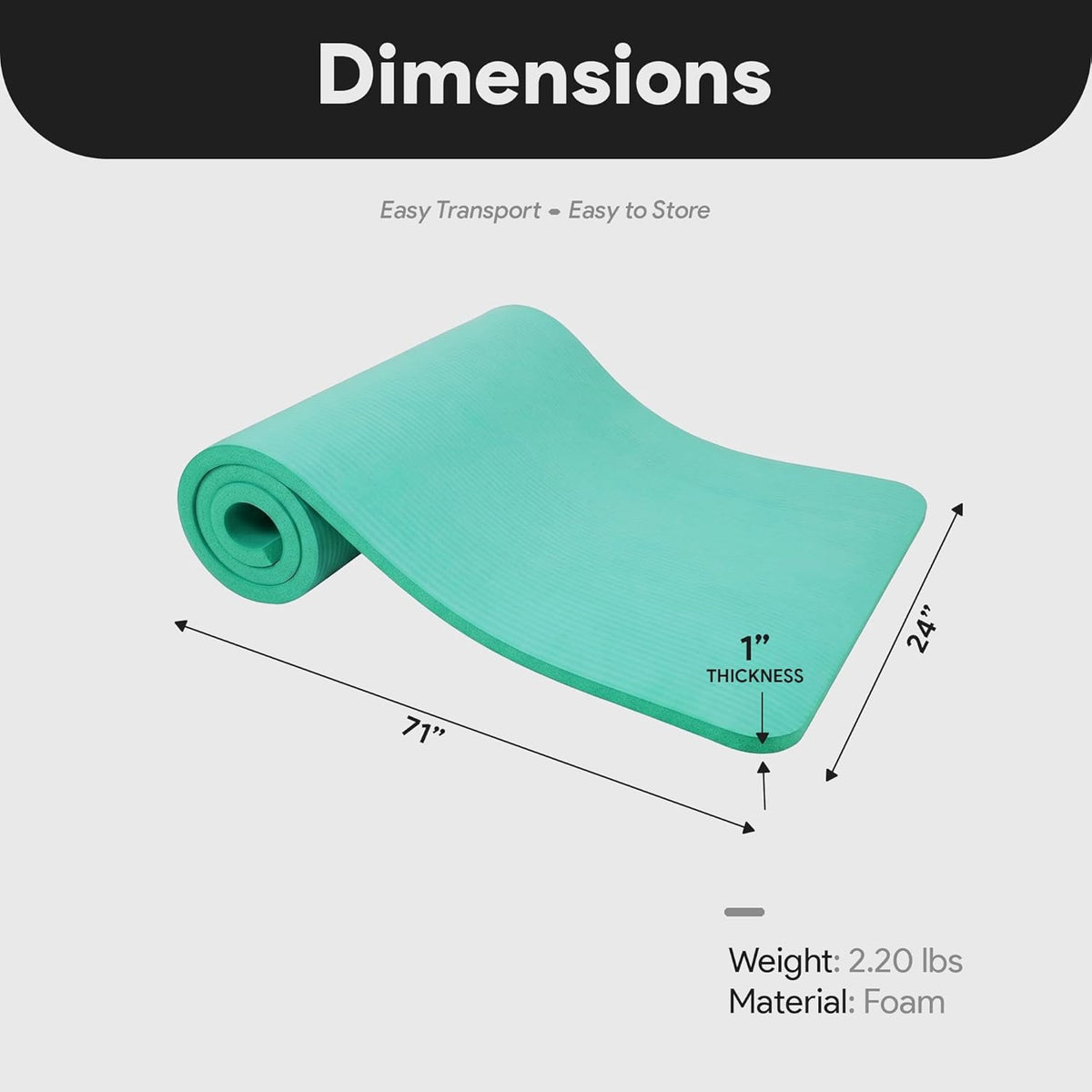 BalanceFrom All Purpose 1-Inch Extra Thick High Density Anti-Tear Exercise Yoga Mat with Carrying Strap, Multiple Colors