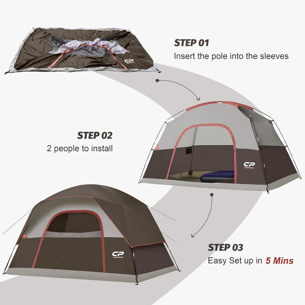 CAMPROS CP Tents for Camping 2/4/6 Person, Waterproof Windproof Dome Tent
