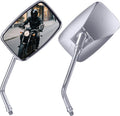 Universal Motorcycle Mirrors - M10 Chrome Rectangle Handlebar Rearview Side Mirrors Compatible with Honda Shadow MSX125 Kawasaki Vulcan Z900 Suzuki SV650 Volusia