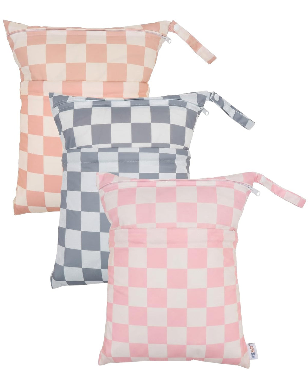 ALVA ALVABABY 3pcs Medium Cloth Diaper Wet Dry Bags Waterproof Reusable with Two Zippered Pockets Travel Beach Pool Daycare Soiled Baby Items Yoga Gym Bag for Swimsuits or Wet Clothes 3L-ZM47