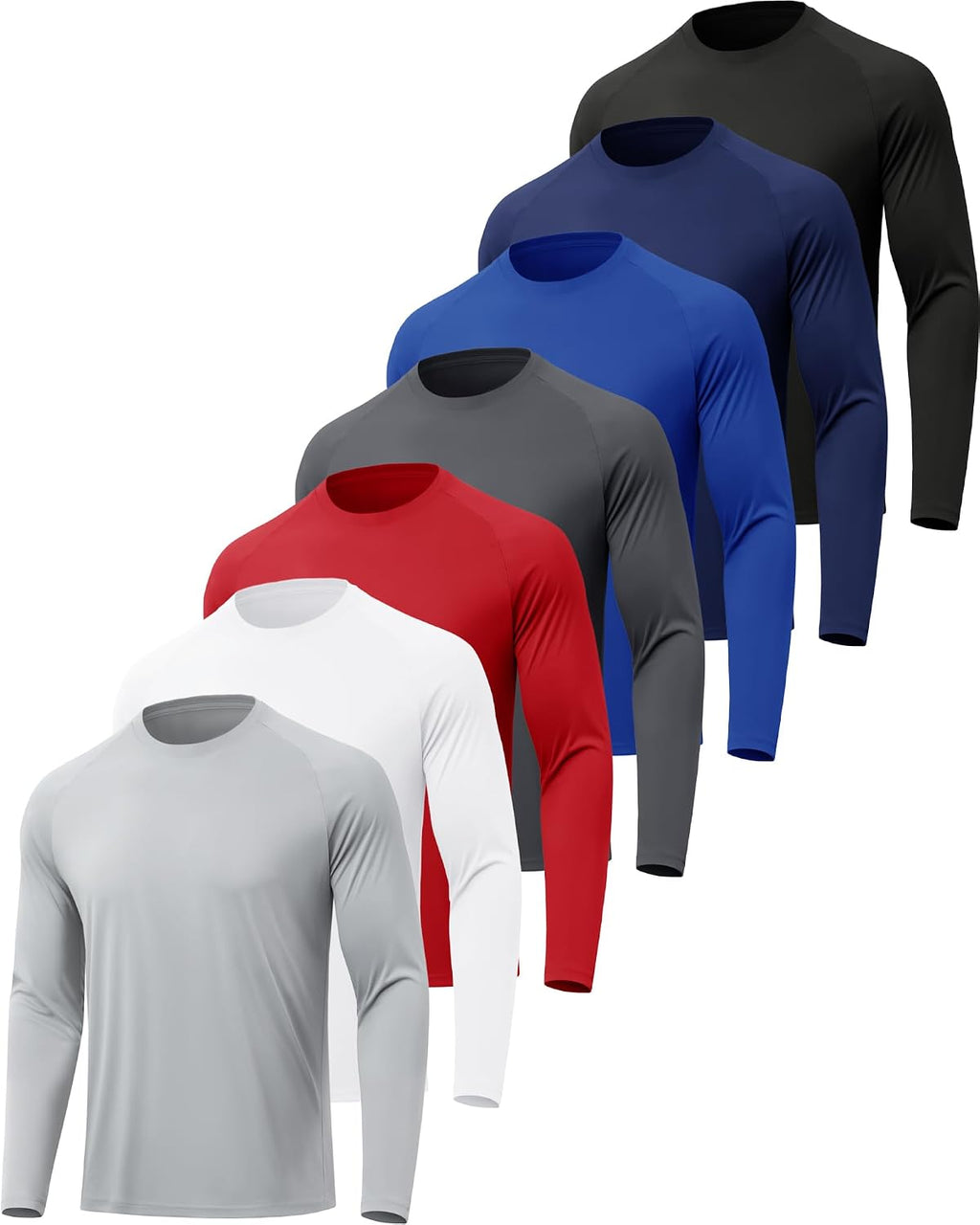 MLYENX 7 Pack Long Sleeve Shirts for Men Sun Protection Quick Dry