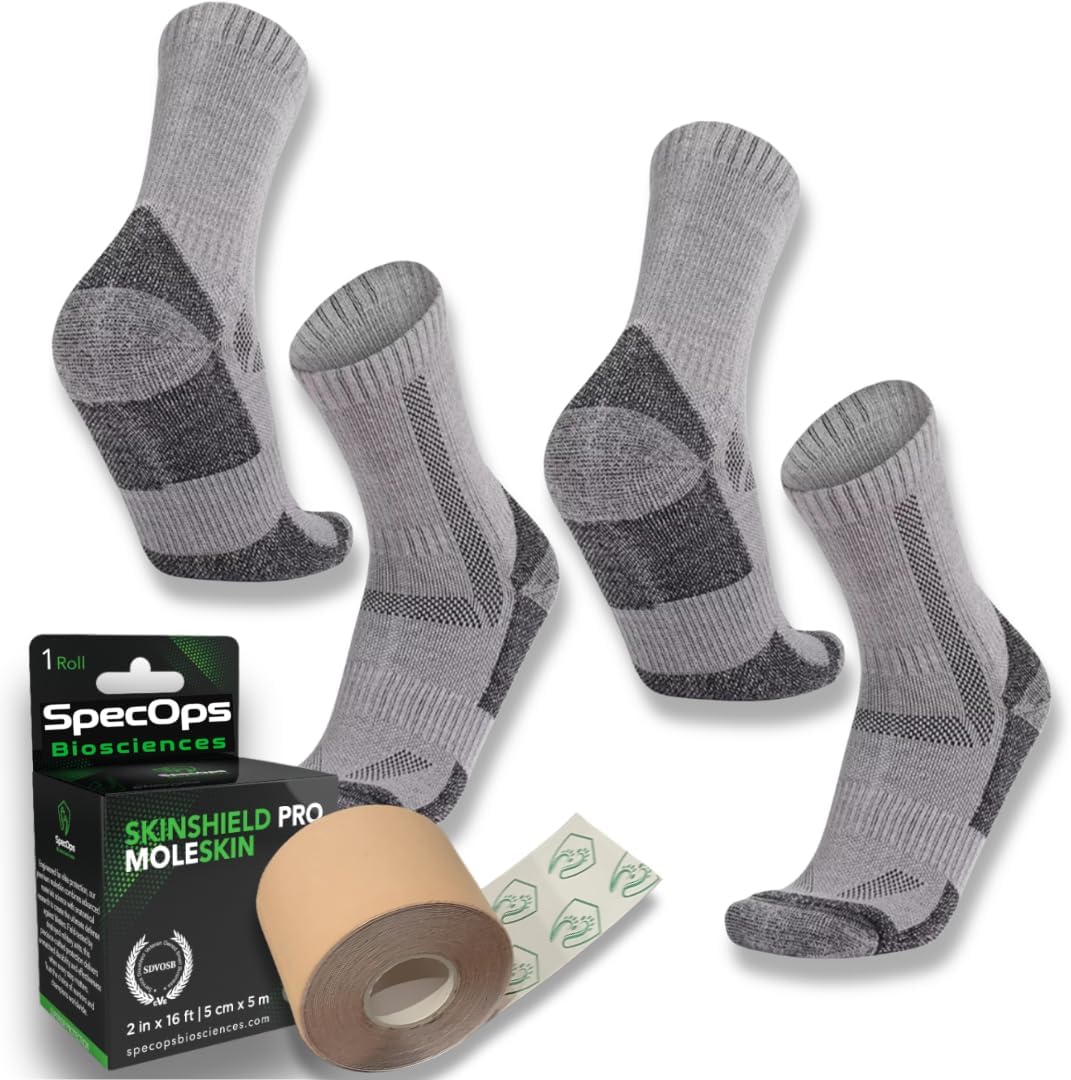 SpecOps Biosciences Thin Moleskin + 2 Pairs Merino Wool Blend Socks
