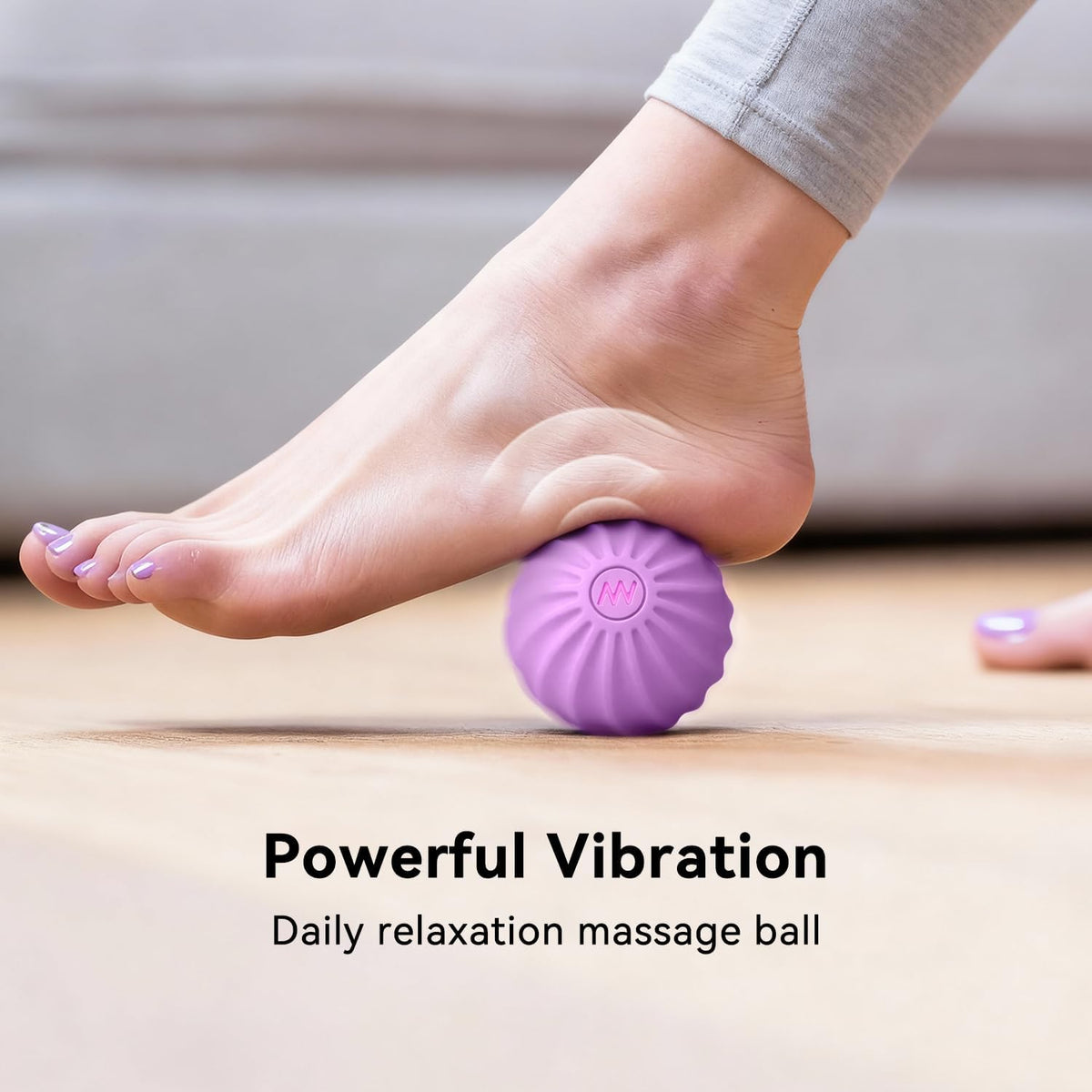 2.4" Mini Electric Vibrating Massage Ball, 10-Speed Fitness Yoga Massage Roller for Palm, Hand, Foot, Leg, Neck, Back, Multi-Directional Massage Ball (Lavender)