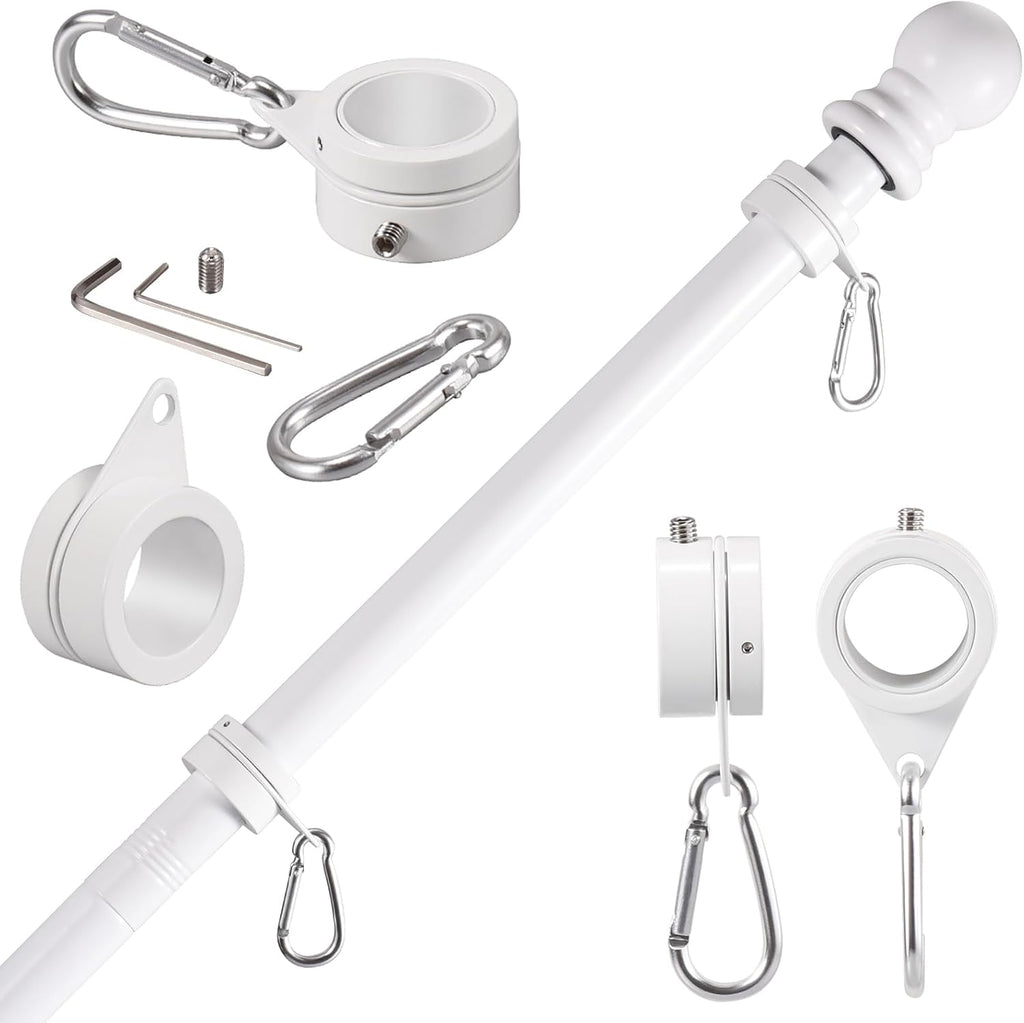 BONWIN 1" White Flag Pole Rings, 2 Pcs Anti Wrap Aluminum Alloy Flag Pole Clips Swivels, 360° Rotating Flagpole Flag Mounting Rings, Spinning Flag Pole Kit for 0.75-1.02" Diameter (1 Inch, White)