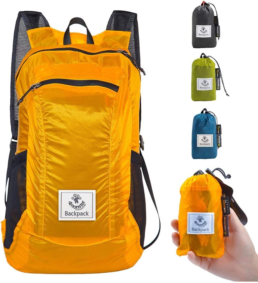 4Monster Hiking Daypack,Water Resistant Lightweight Packable Backpack for Travel Camping Outdoor