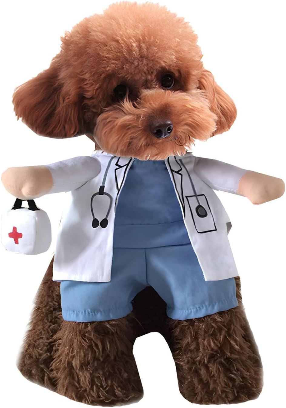 NACOCO Dog Cat Doctor Costume Pet Doctor Clothing Halloween Jeans Outfit Apparel (XS)