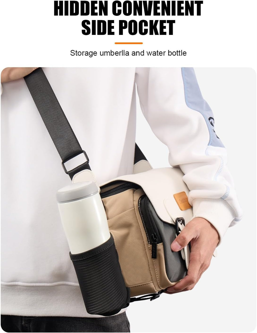 Cwatcun Midi Camera Sling Bag, Waterproof Crossbody Case with Tripod Holder