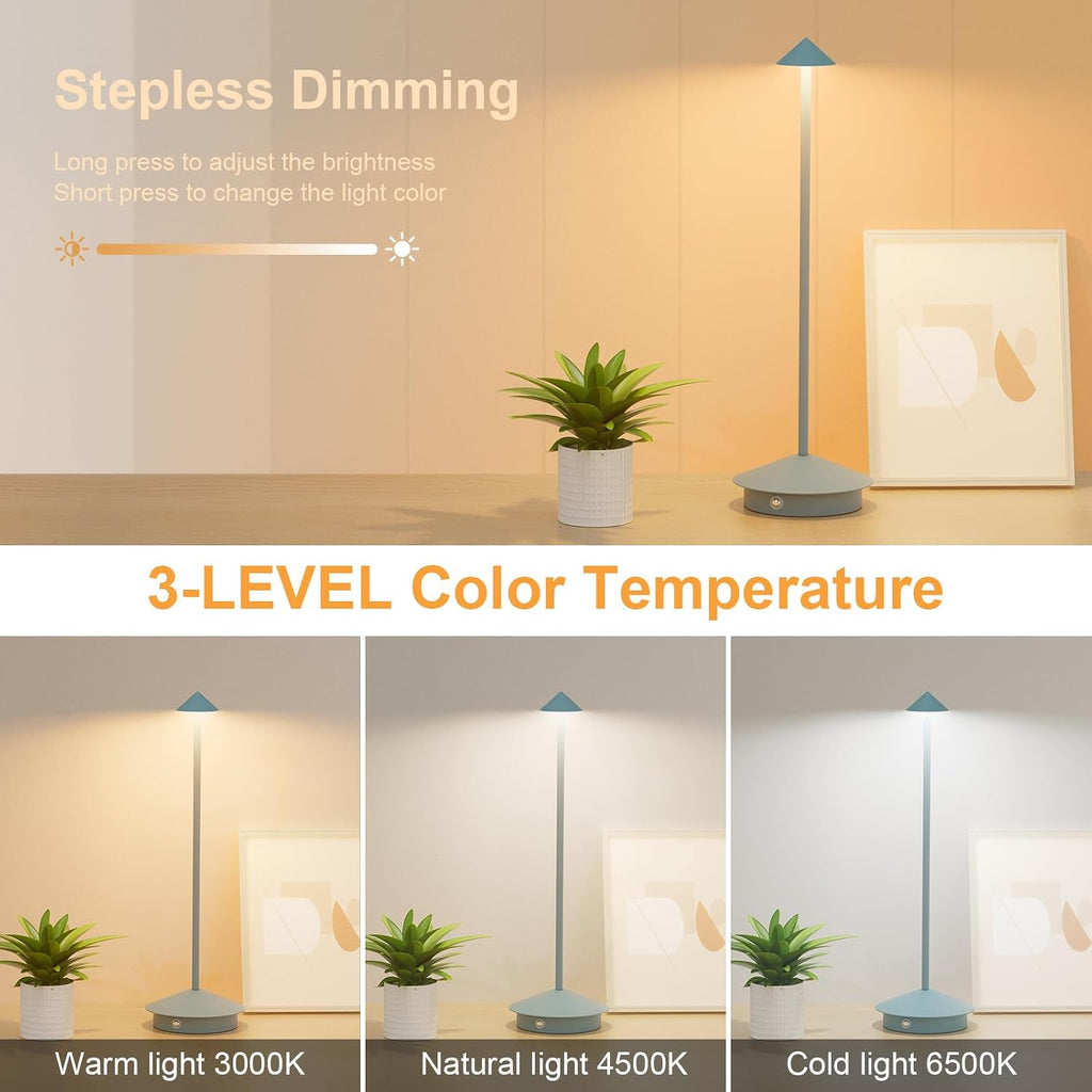Cordless LED Table Lamps,Portable Battery Desk Lamp,2 Pack,Blue