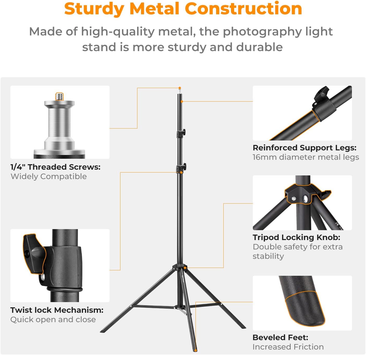 K&F CONCEPT Light Stand for Photography, 9.1ft/2.8M Extendable Tripod