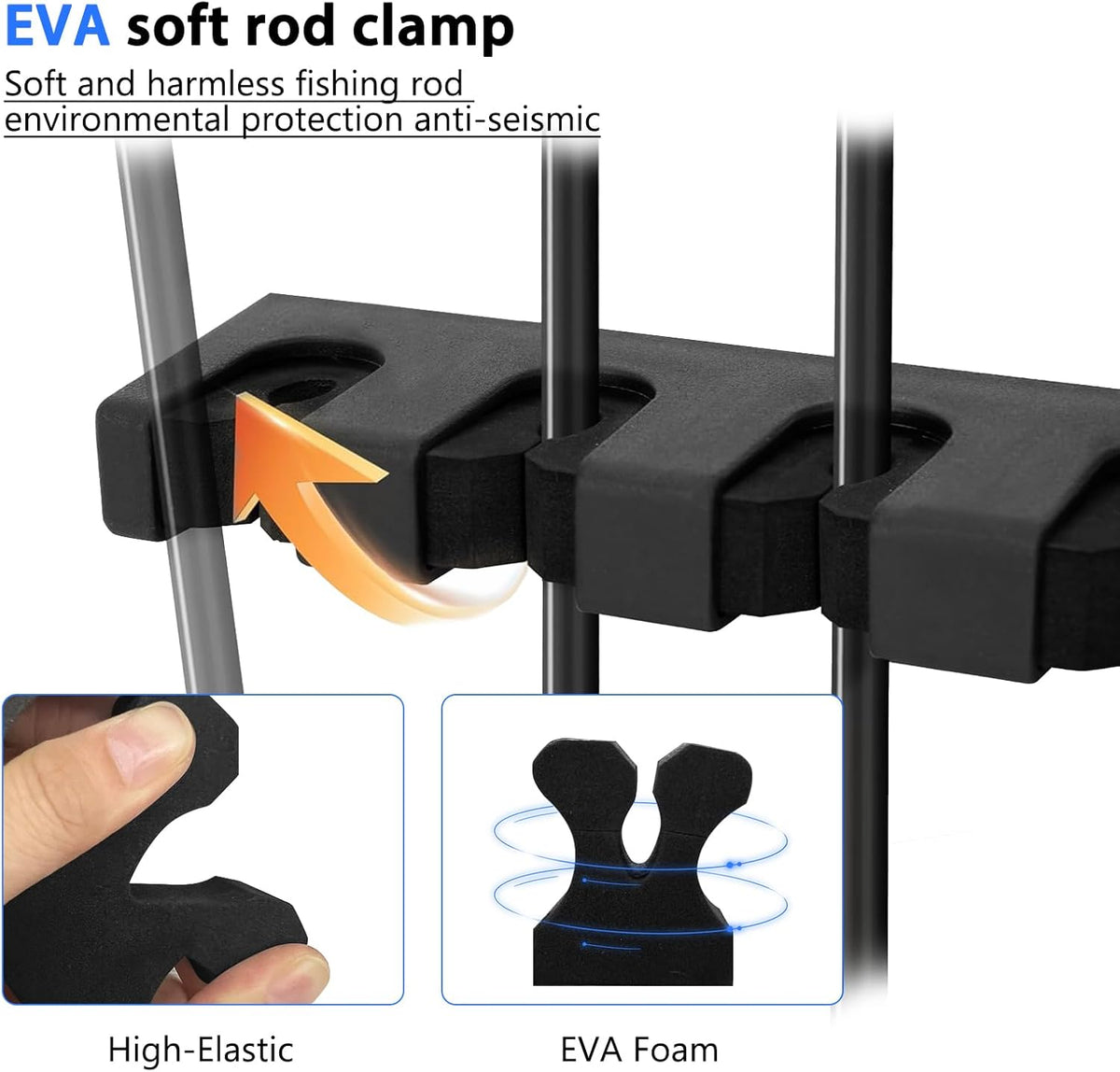 2-Set Vertical Fishing Rod Holders Wall-Mounted Holds 12 Rods or Combos