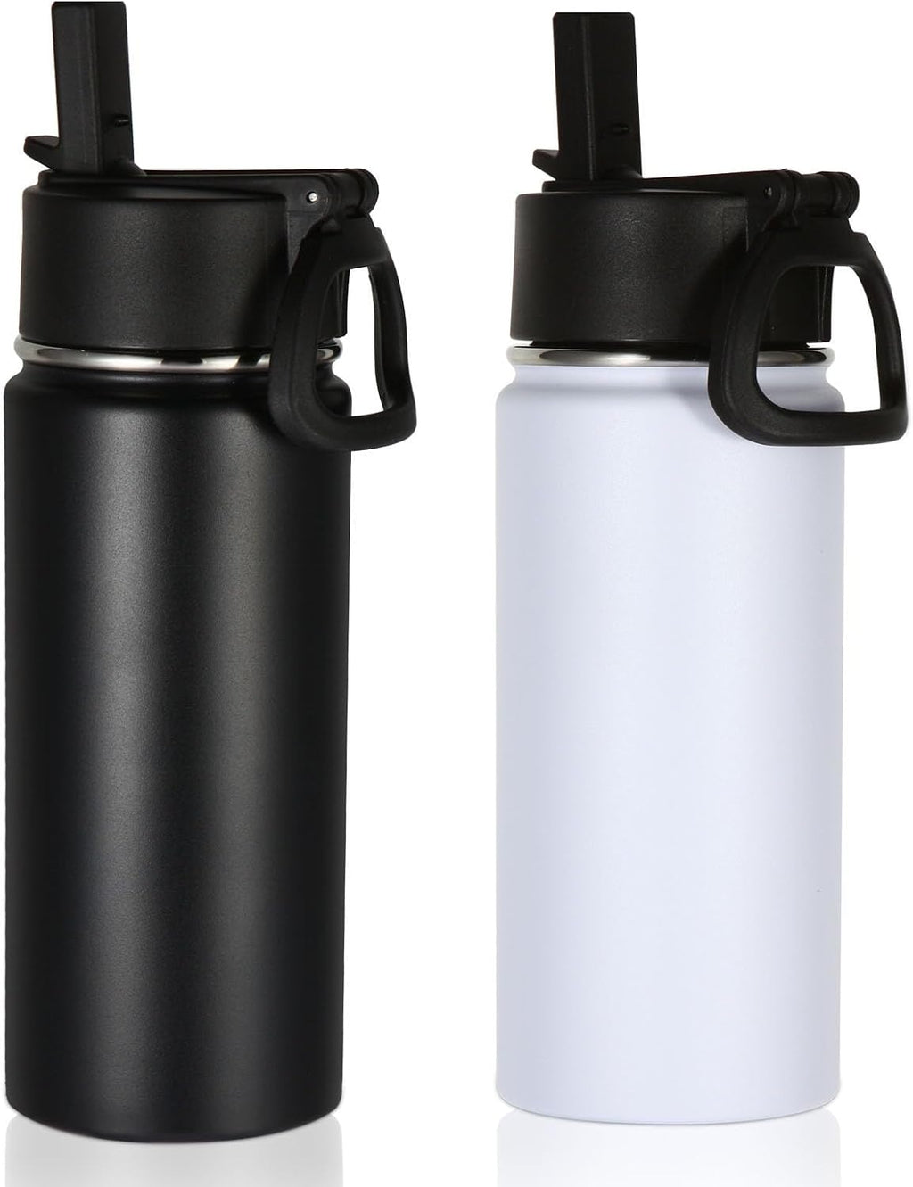 Volhoply 16 OZ Kids Water Bottle Bulk 2 Pack,Insulated Sports Bottles with Straw Lid,Stainless Steel Bottle with Handle Keep Cold & Hot,Double Wall Vacuum Tumbler Cups for School,Girls(Mix, 2)