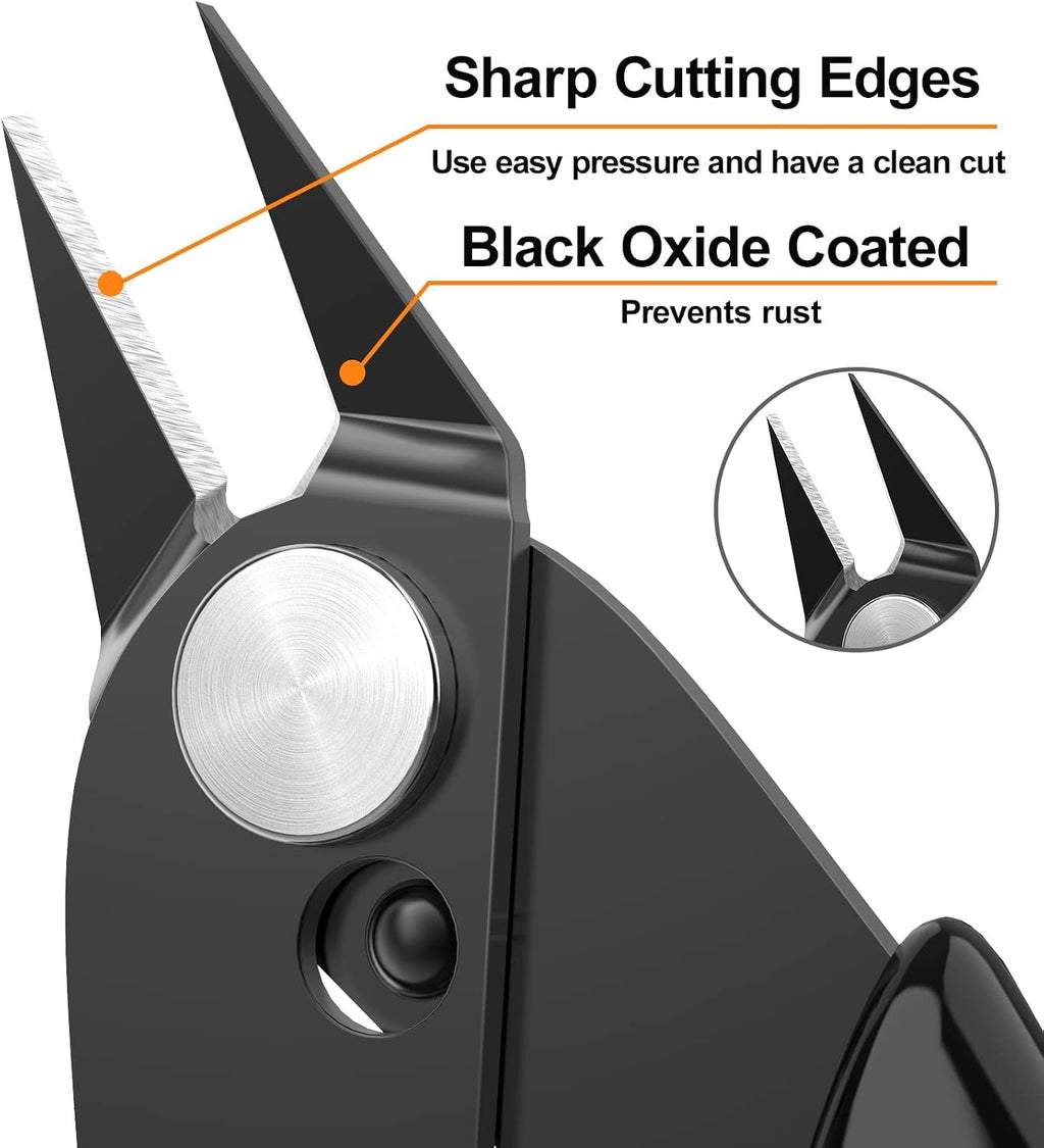 10 Pack Small Wire Cutters for Jewelry Making 5 Inch Model Nippers Filament 3d Print Snips Zip Tie Flush Cutter for Soft Copper Wire, Crafts, Floral, Electronics, Black