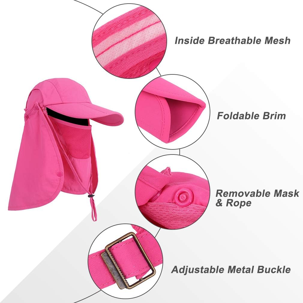 CRISTGEE Foldable Sun Cap, Fishing Hats, UPF 50+ Protection Caps with Face Mask Neck Flap