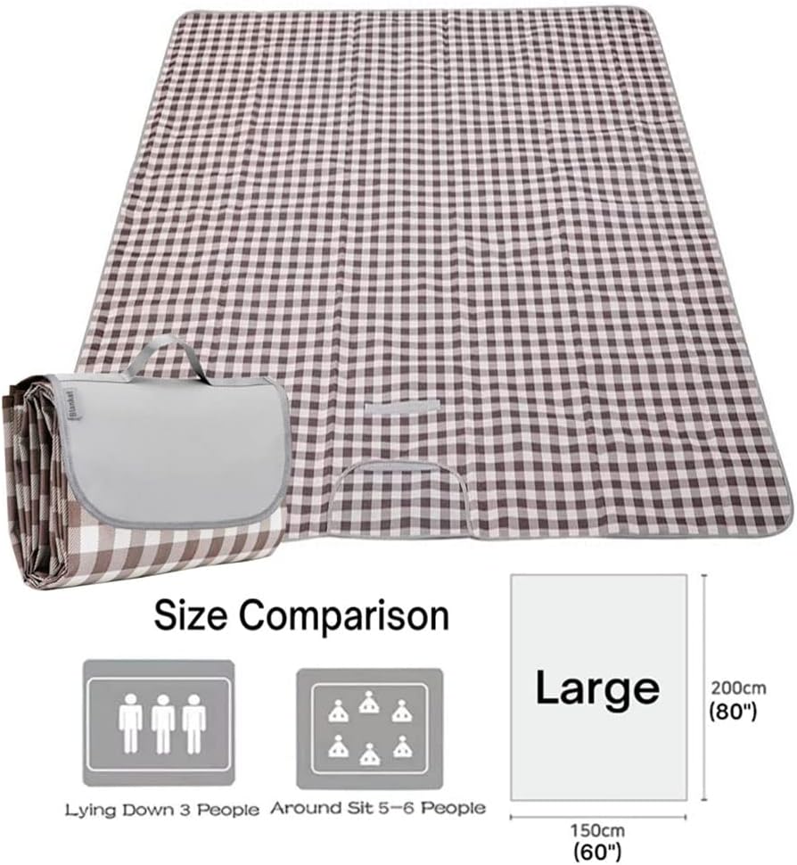 K Y KANGYUN Outdoor Picnic Blanket, Extra Large Beach Blankets, Foldable Lightweight Waterproof Sand Mat, Picnic Blanket 80" x 60" for Beach Camping Hiking Park Patio (Brown, 80x60 inch)