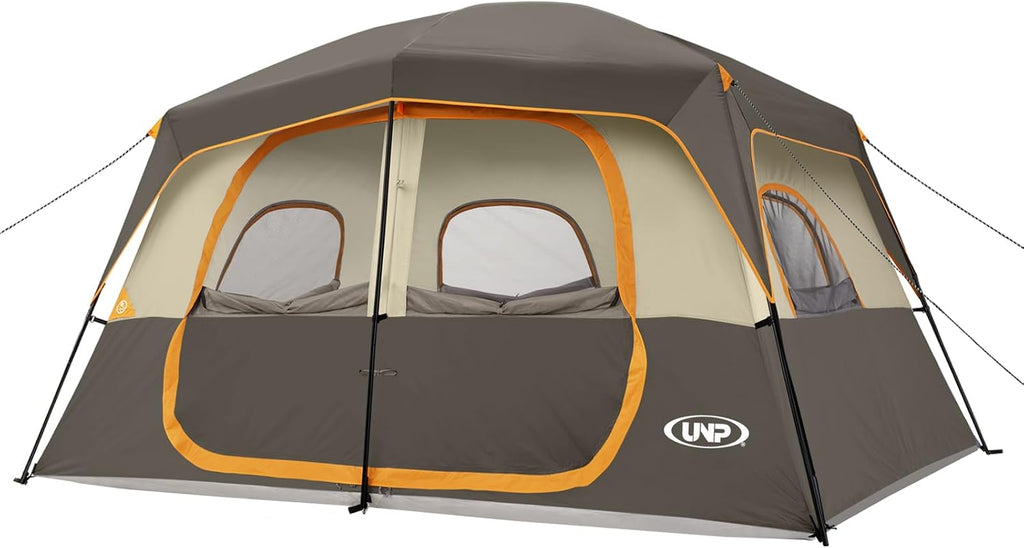 UNP 2/4/6/8 Person Tent, Portable Cabin Tent, Camping Tent 4-Person Easy Set Up, Waterproof with Top Rainfly for Outdoor Camping/Hiking