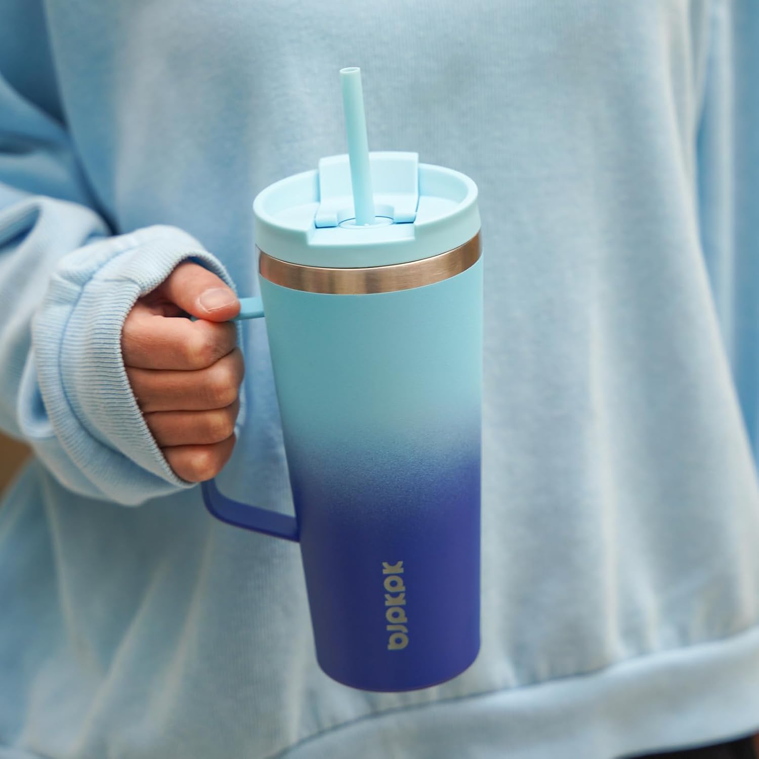 BJPKPK 30oz Insulated Tumbler with Handle, Lid & Straw, Stainless Steel