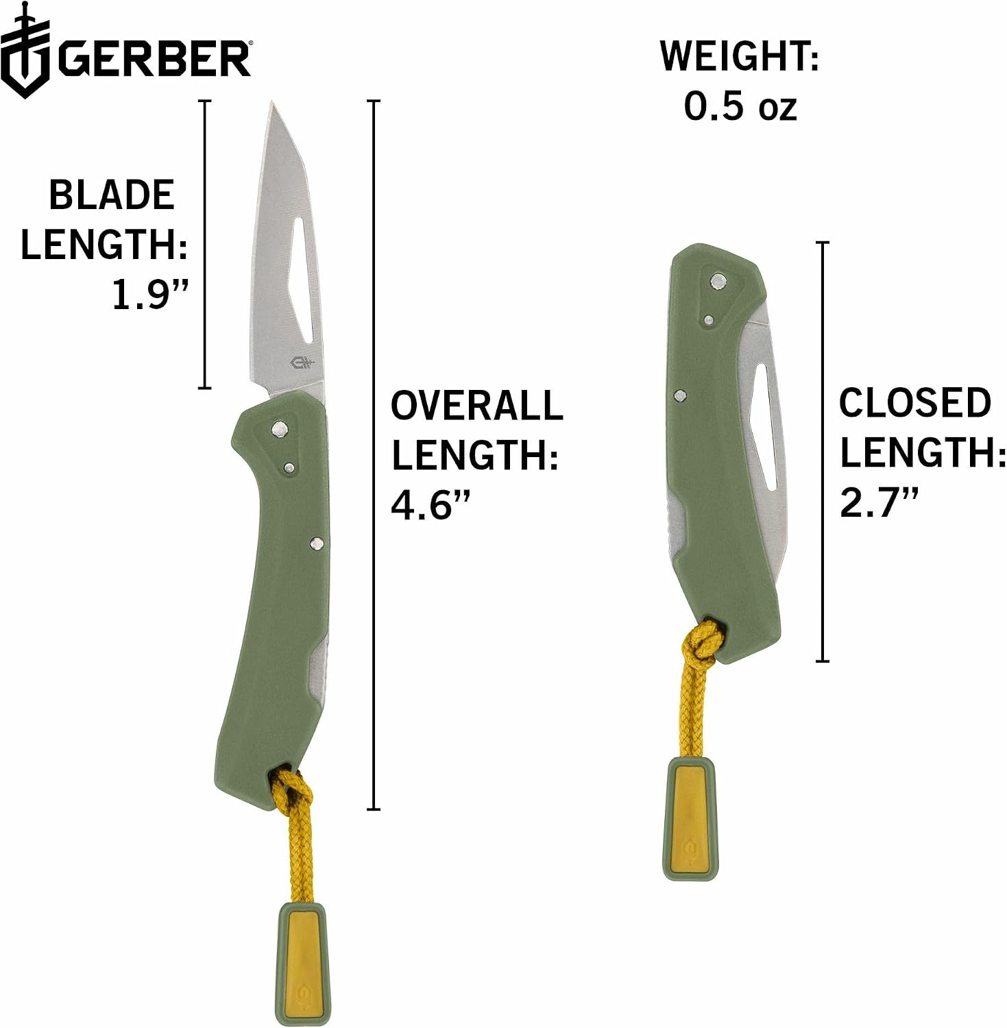 Gerber Gear LST Mini - Lightweight Folding Pocket Knife for Hiking, Camping - EDC Tool - Durable Stainless Steel Blade - Green