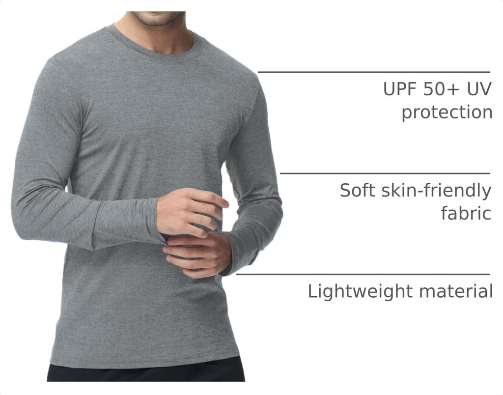 Kinglaman 6 Pack Men Dry Fit Workout Long Sleeve UPF 50+ Athletic Gym Shirt