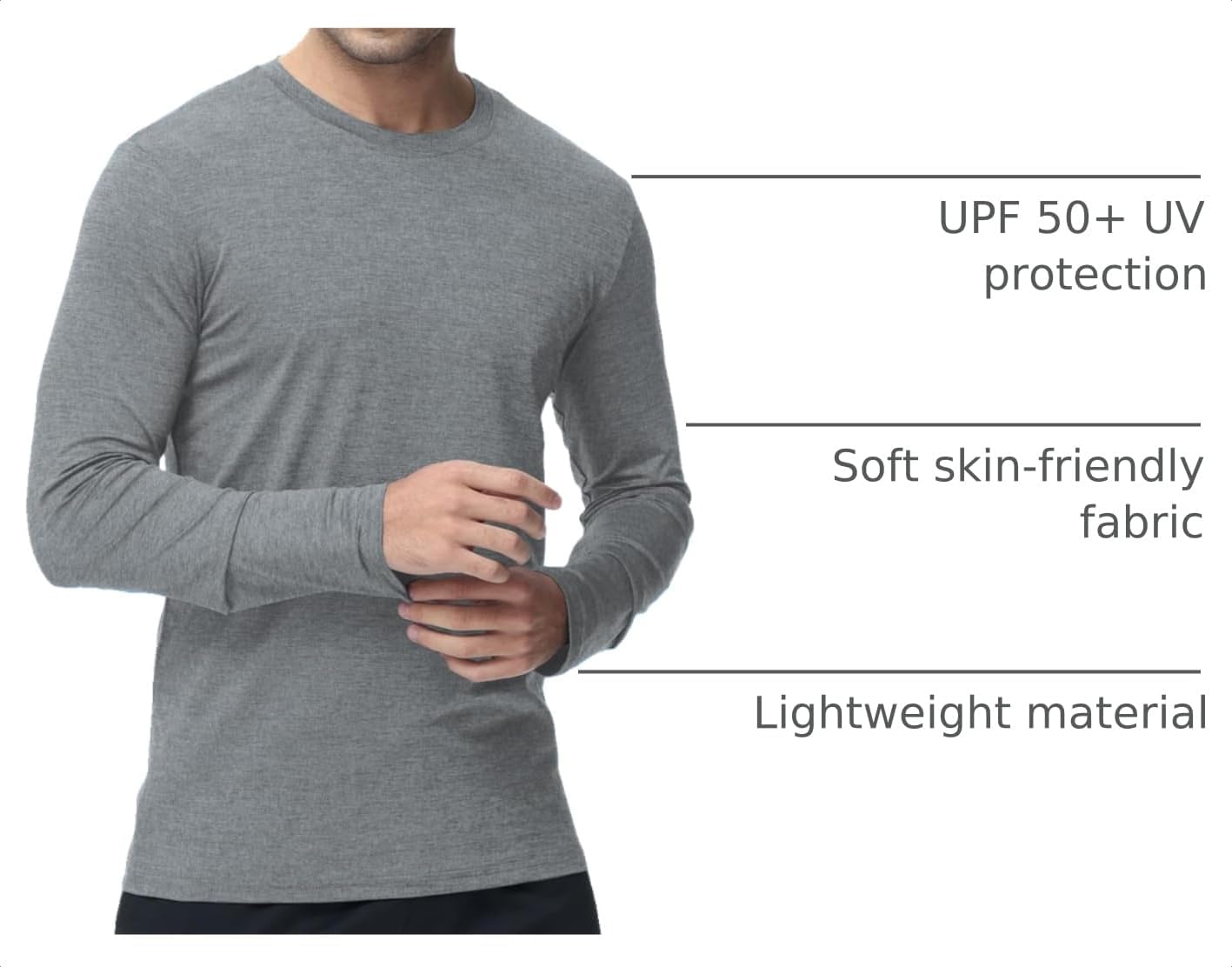 Kinglaman 6 Pack Men Dry Fit Workout Long Sleeve UPF 50+ Athletic Gym Shirt