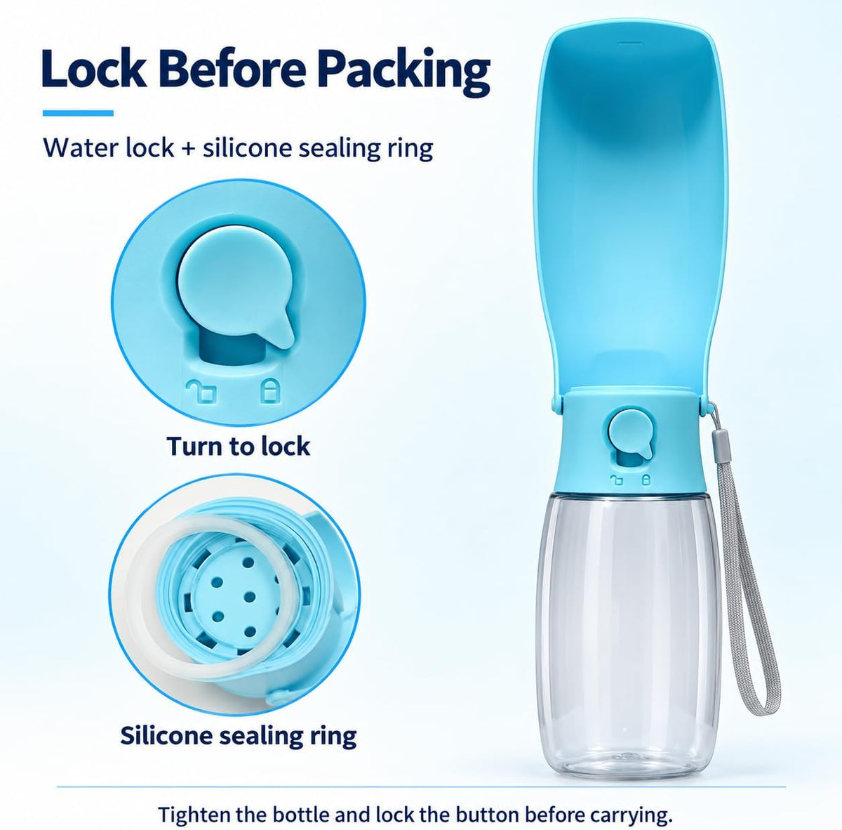 Portable Dog Water Bottle 19oz Blue